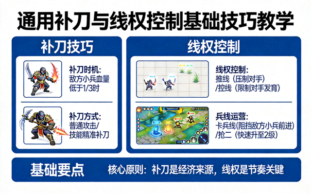 通用补刀与线权控制基础技巧教学画面